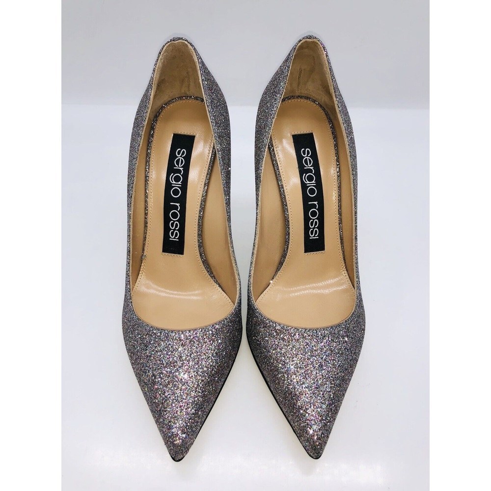 Sergio Rossi Women Godiva Pointed Toe Dress Pump Royal Degrade Silver EU 36 US 6 - Picture 3 of 11
